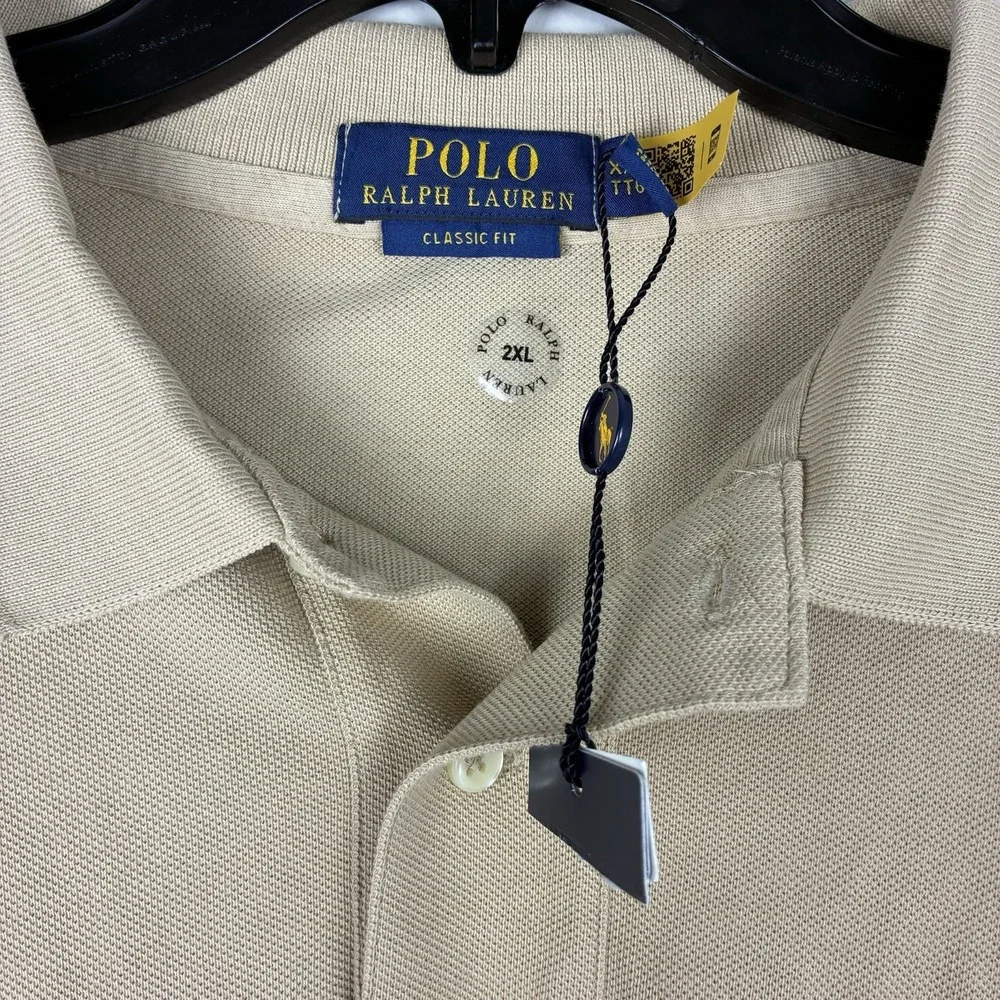Polo Ralph Lauren Polo Shirt Mens 2X Tan Slim Fit Cotton Pony NWT